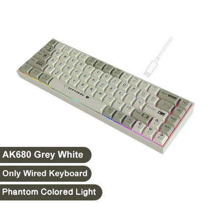 AJAZZ AK680 Teclado Mecânico para Jogos Tecla ABS 68 Teclas Teclado Bluetooth Sem Fio com Fio Troca a Quente Gasket Personalizado para Pc Laptop