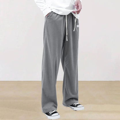 Mens Corduroy Joggers Pants Casual Cargo Pants Drawstring Elastic Waist Baggy Tapered Sweatpants with Pockets Outdoor Sweatpants