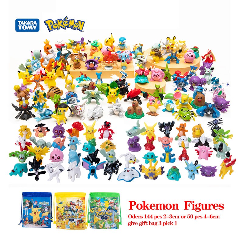 Mini Figuras Pokémon 144 de 2-3cm/250 de 4-6cm Modelo Anime Diferentes Estilos Bonecas Fofas Brinquedos Pikachu Pokémon Go Presentes de Aniversário para Crianças