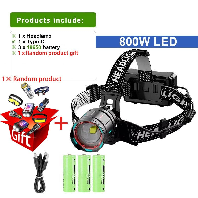 2025 New Super Powerful Headlamp 800W LED IR Sensor Headlight Rechargeable Head Flashlight 5000 Meter Head Lamp Fishing Lantern