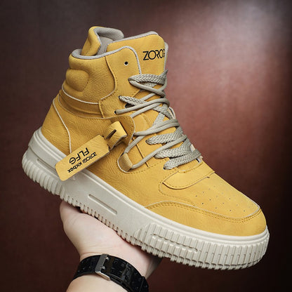 Fashion Leather Ankle Boots Men's Skate Sneakers Comforty Non Slip Wear Resistant Sole Winter Boots Preppy Street Casual Shoes