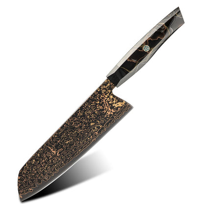 Conjunto de facas de aço Damasco japonês 37 camadas com cobre VG10, facas de cozinha, chef, bife, multiuso, frutas, para descascar, com cabo de resina de malha