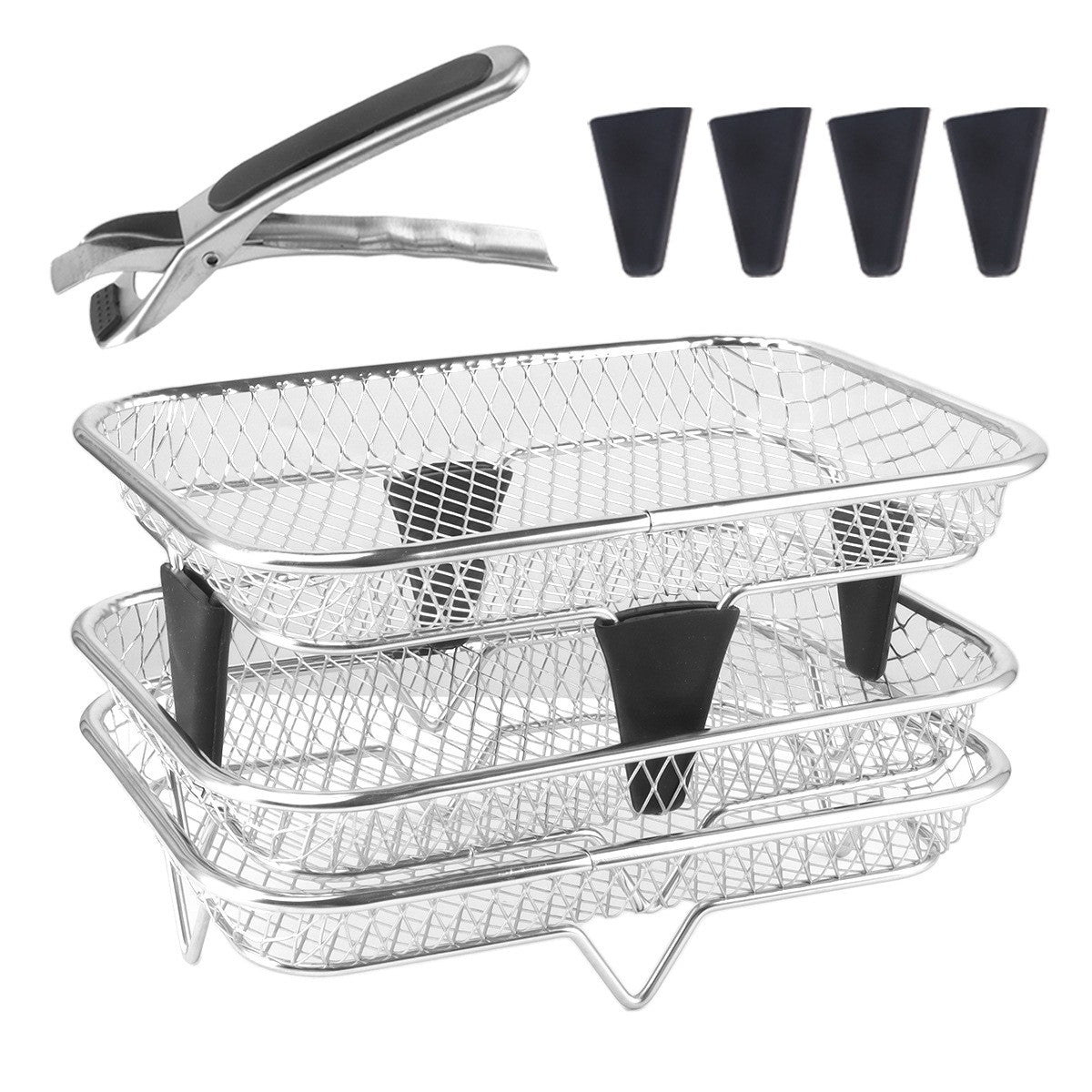 Air Fryer Rack Stackable Multi-Layer Stainless Steel Dehydrator Rack for Cosori, Instant Vortex, Ninja Foodi Grill