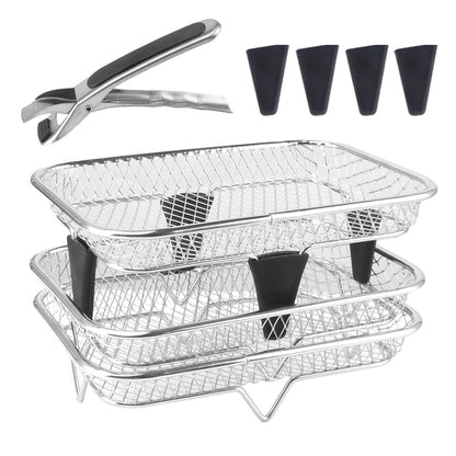 Air Fryer Rack Stackable Multi-Layer Stainless Steel Dehydrator Rack for Cosori, Instant Vortex, Ninja Foodi Grill