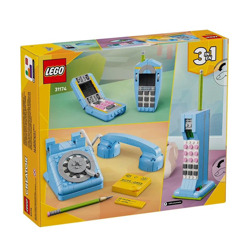 Lego telefone retrô blocos de montar brinquedos decoração de mesa para casa fácil de montar brinquedos educativos infantis presentes de feriado