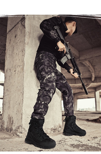 High Top Waterproof Men's Tactical Boots Hiking Shoes Large Size 47 Outdoor Sneakers Hiking Boots Non Slip Motorcycle Boots Men