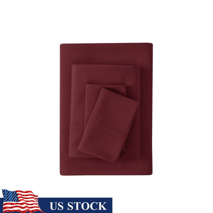 Super Soft Microfiber King Bed Sheet Set 4 Piece Wrinkle Resistant Lightweight Breathable Fitted Flat Pillowcases Elegant Design