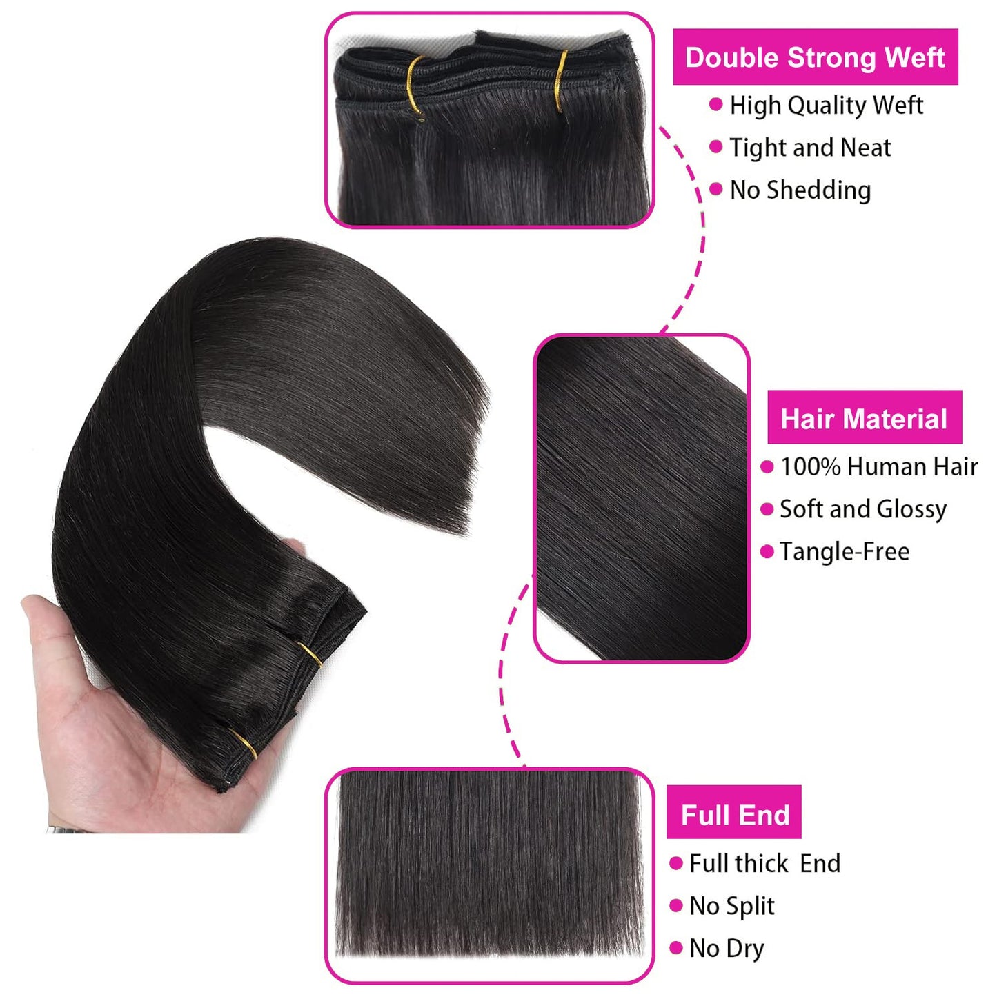 Extensões de Cabelo Tic Tac Cabelo Humano Real cor #4 Castanho Chocolate Extensões de Cabelo Tic Tac 8 peças Cor Preto Natural 26 Polegadas