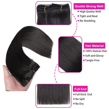 Extensões de Cabelo Tic Tac Cabelo Humano Real cor #4 Castanho Chocolate Extensões de Cabelo Tic Tac 8 peças Cor Preto Natural 26 Polegadas