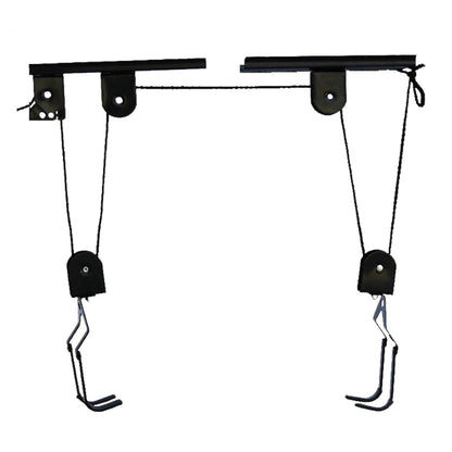 Elevador de bicicleta para teto de garagem, sistema de polias, conjunto de suportes para armazenamento de bicicletas em garagem