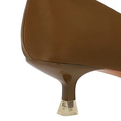 New Big Size Women's Boat Shoes Leather 4.5cm High Heels Pointed Toe Pumps Stilettos Basic Pump For Female White Black Wine Red