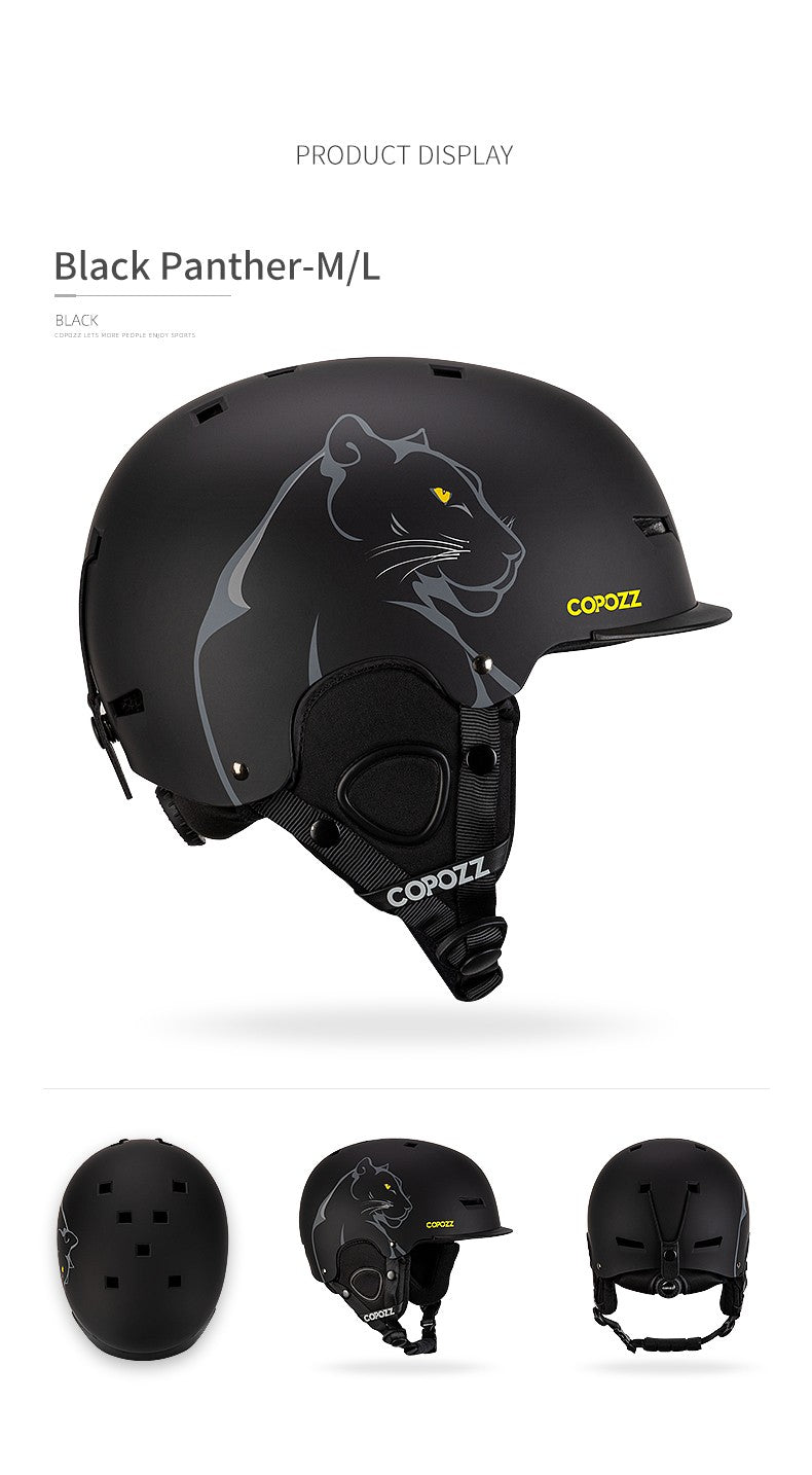 COPOZZ Novo Capacete de Esqui Unissex com Certificado, Meio-Coberto, Anti-impacto, Para Adultos e Crianças, Segurança na Neve, Capacete de Snowboard