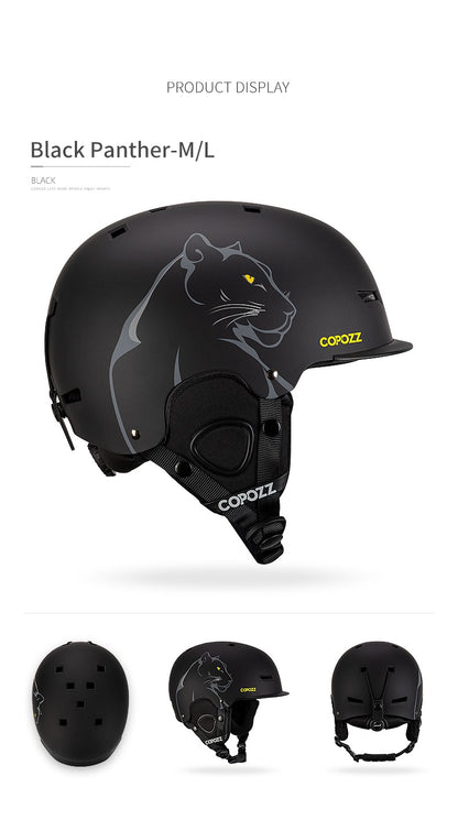 COPOZZ Novo Capacete de Esqui Unissex com Certificado, Meio-Coberto, Anti-impacto, Para Adultos e Crianças, Segurança na Neve, Capacete de Snowboard