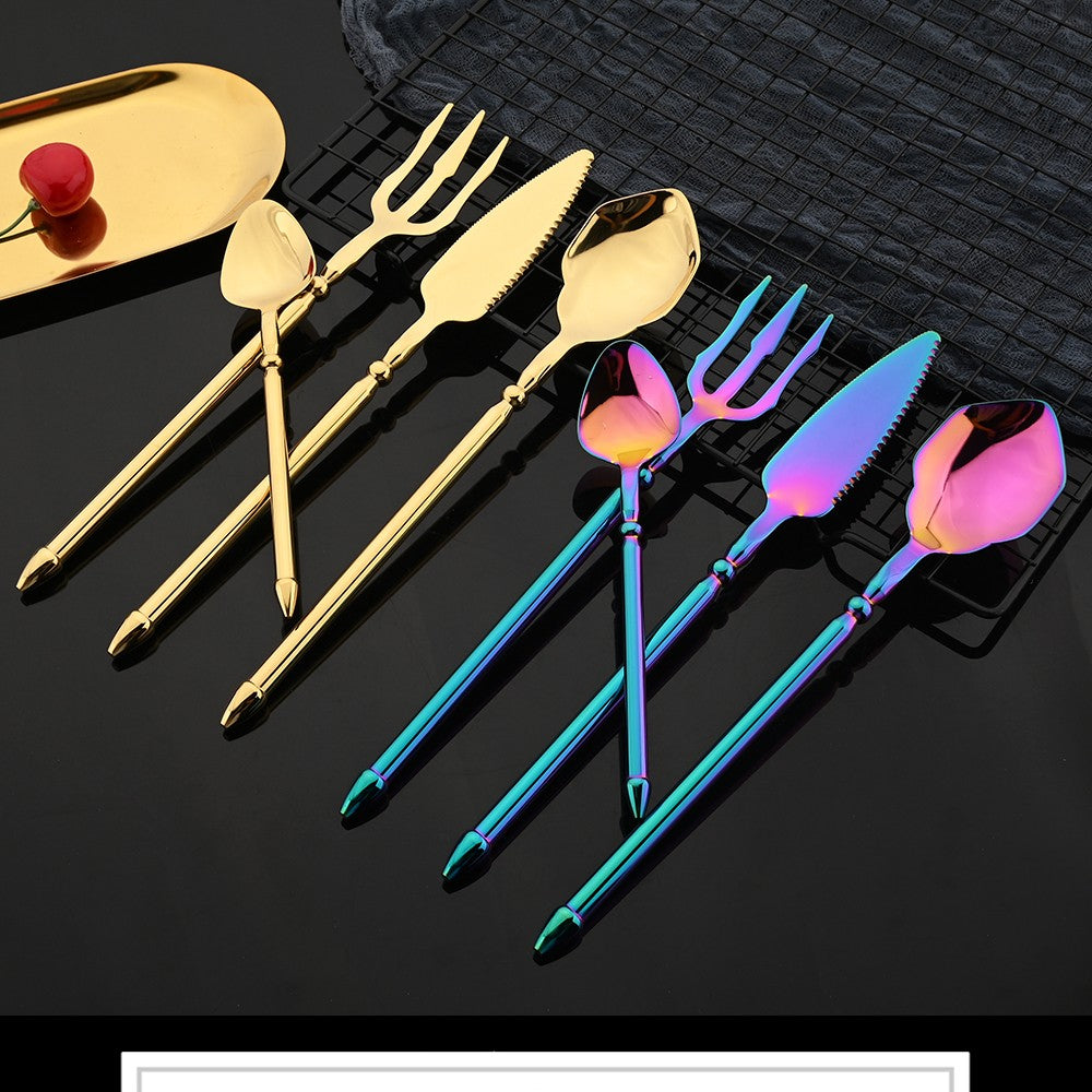 Conjunto de Talheres em Aço Inox 304 Preto Espelhado Conjunto de Talheres Faca de Bife Garfo Colher para Lava-louças