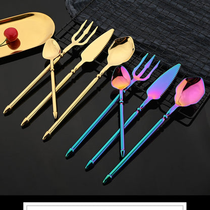 Conjunto de Talheres em Aço Inox 304 Preto Espelhado Conjunto de Talheres Faca de Bife Garfo Colher para Lava-louças