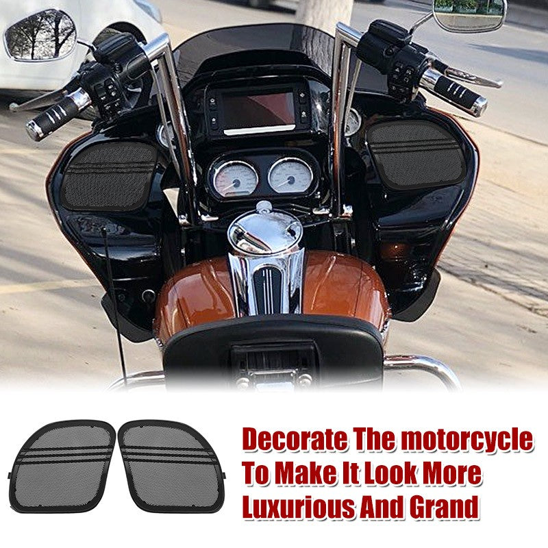 Grelhas da Tampa do Alto-Falante da Motocicleta Malha de Acabamento Tri-Line Preta Para Harley Touring Road Glide Limited FLTRK Special FLTRXS 2015-UP