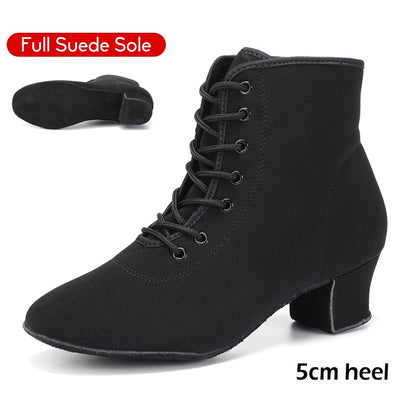 DKZSYIM New Women Ballroom Latin Dance Shoes Jazz Modern Dance Shoes Lace Up Dancing Boots Red Black Sports Dancing Sneakers