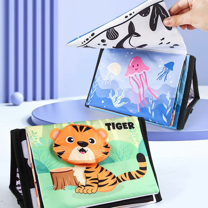 10 Page Cloth Book Montessori Touch And Feel Infant Soft Desk Calendar Cloth Books Cartoon Animals Early Education Toys For Baby
