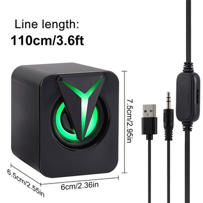 Mini Caixas de Som com Fio USB de 3,5 mm LED RGB Estéreo Bass para PC Notebook Computador de Mesa