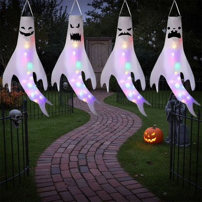 Halloween Decoration, Ghost Wind Tunnel Ghost Pendant, Halloween Party Venue DIY Decorations, Home Scary Ghost Festival Hanging