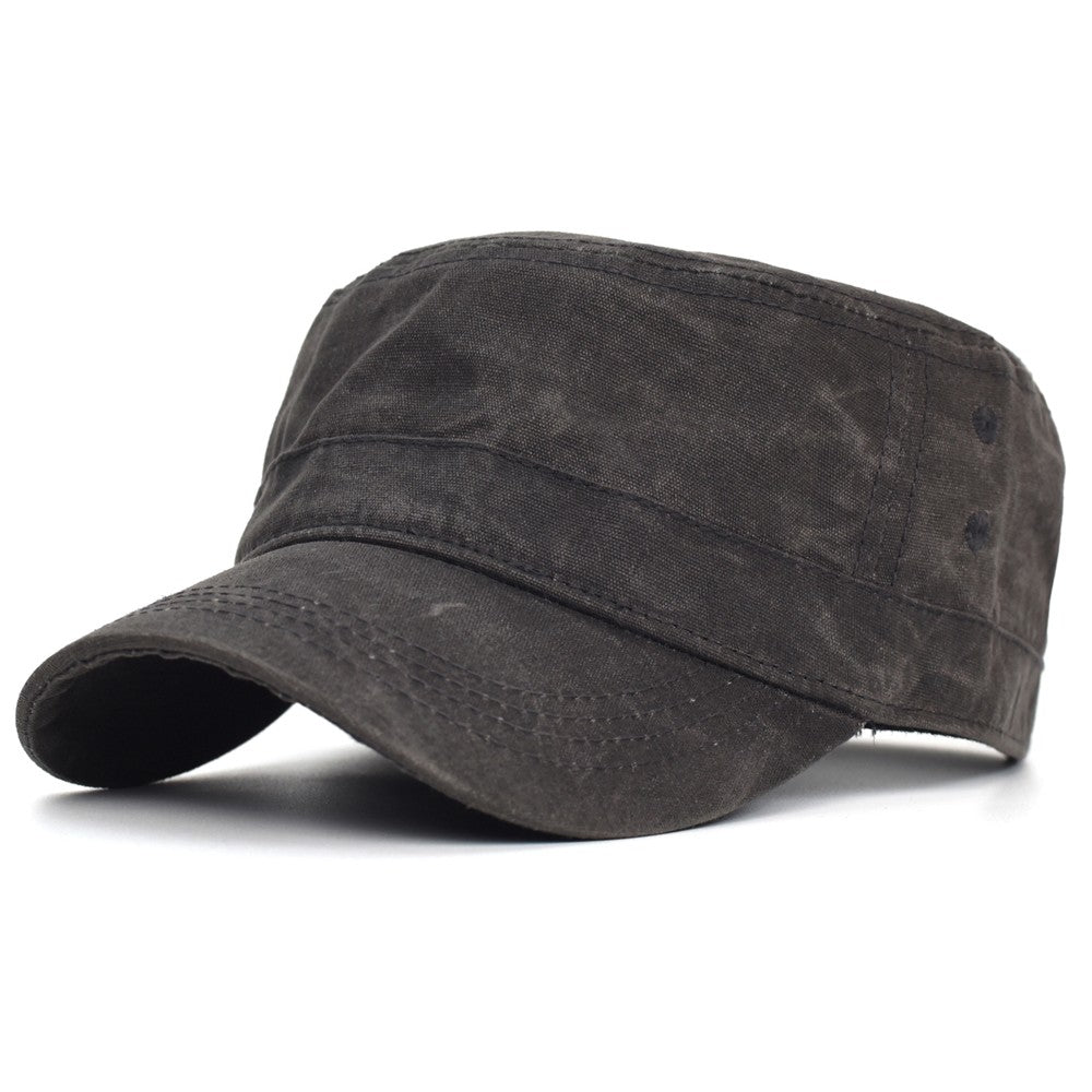 Bonés Militares de Lona Encerada Algodão Masculinos Impermeáveis Chapéu Cadete do Exército Design Único Vintage Topo Reto