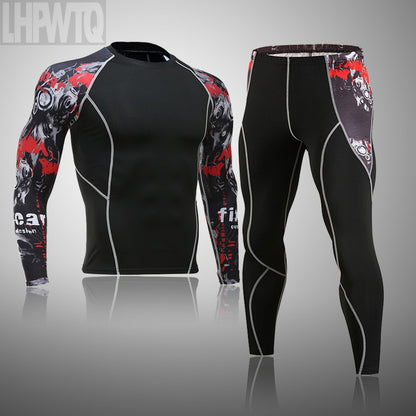 Men's Sports Suit MMA rashgard male Quick drying Sportswear Compression Clothing