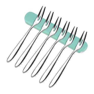 Garfo de Frutas em Aço Inoxidável 6 Peças com Caixa de Armazenamento, 13cm, Garfos de Sobremesa, Bolo, Salada, Garfos de Degustação, Aperitivo, Coquetel, Utensílios de Mesa