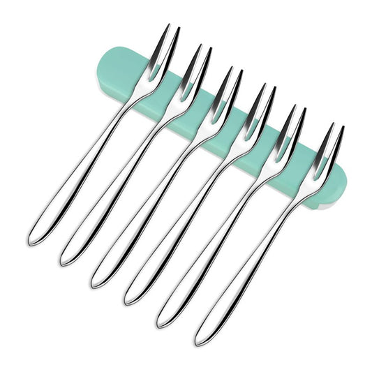 Garfo de Frutas em Aço Inoxidável 6 Peças com Caixa de Armazenamento, 13cm, Garfos de Sobremesa, Bolo, Salada, Garfos de Degustação, Aperitivo, Coquetel, Utensílios de Mesa