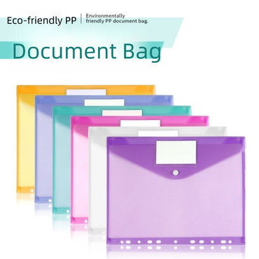 6 pcs Colorful Plastic Binder Folders Clear A4 Binder Pocket Snap Closure 11 Holes Punched Pockets Home Office