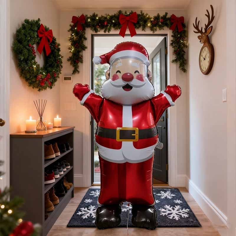 1/2pc 70-inch Standing 3D Waving Santa Claus Aluminum Foil Balloon Christmas Mall Atmosphere Decoration Indoor Theme Decor