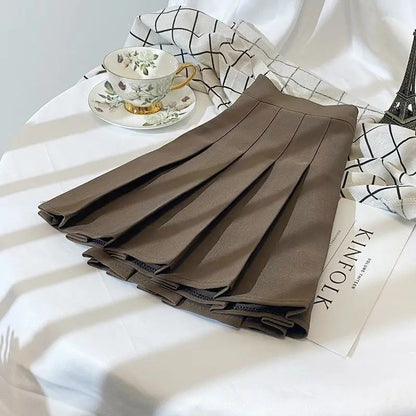 Plus Size High Waist Black Pleated Mini Skirt Sweet School Uniform Style A- Line plus Size Skirt Spring Summer Autumn Small F...