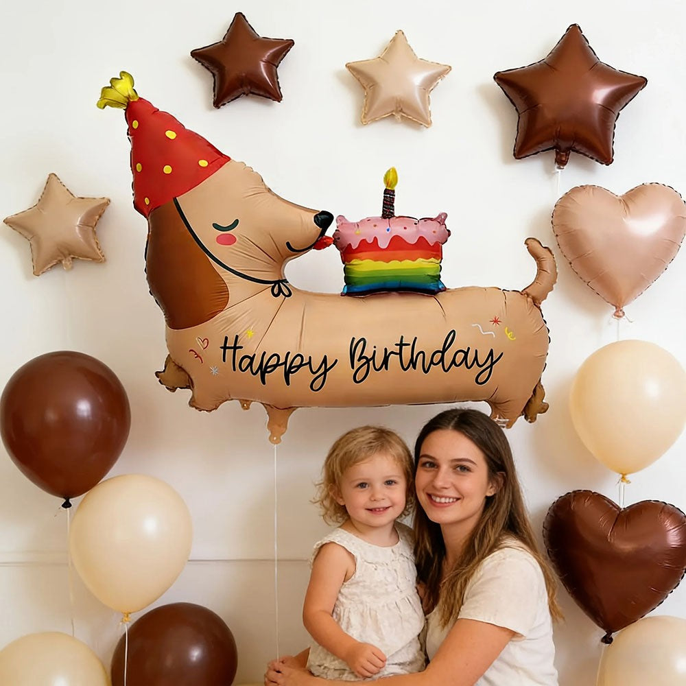 2/1pcs Birthday Cake Dachshund Balloon Cartoon Animal Themed Party Decoration Wall Decoration Festival Photography Props Gifts