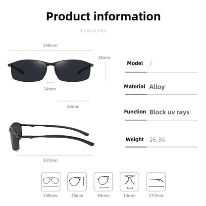 Óculos de Sol Polarizados com Armação de Metal e Lentes Fotocromáticas, Visão Noturna, Adequados para Esportes, Ciclismo, Pesca, Condução e Acampamento