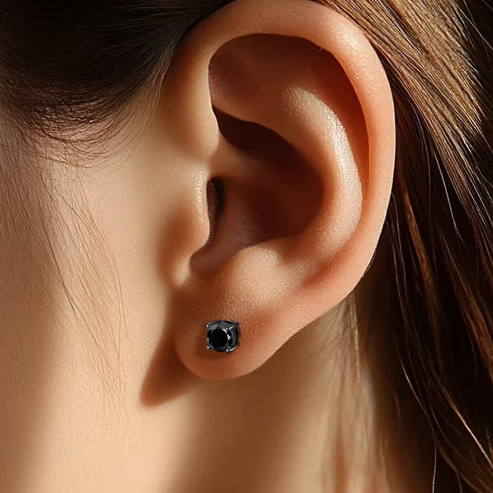 S925 Sterling Silver Four/Six Jaw Moissanite Earrings VVS1 White&Black Moissanite GRA Certified Male And Female Earrings Gift