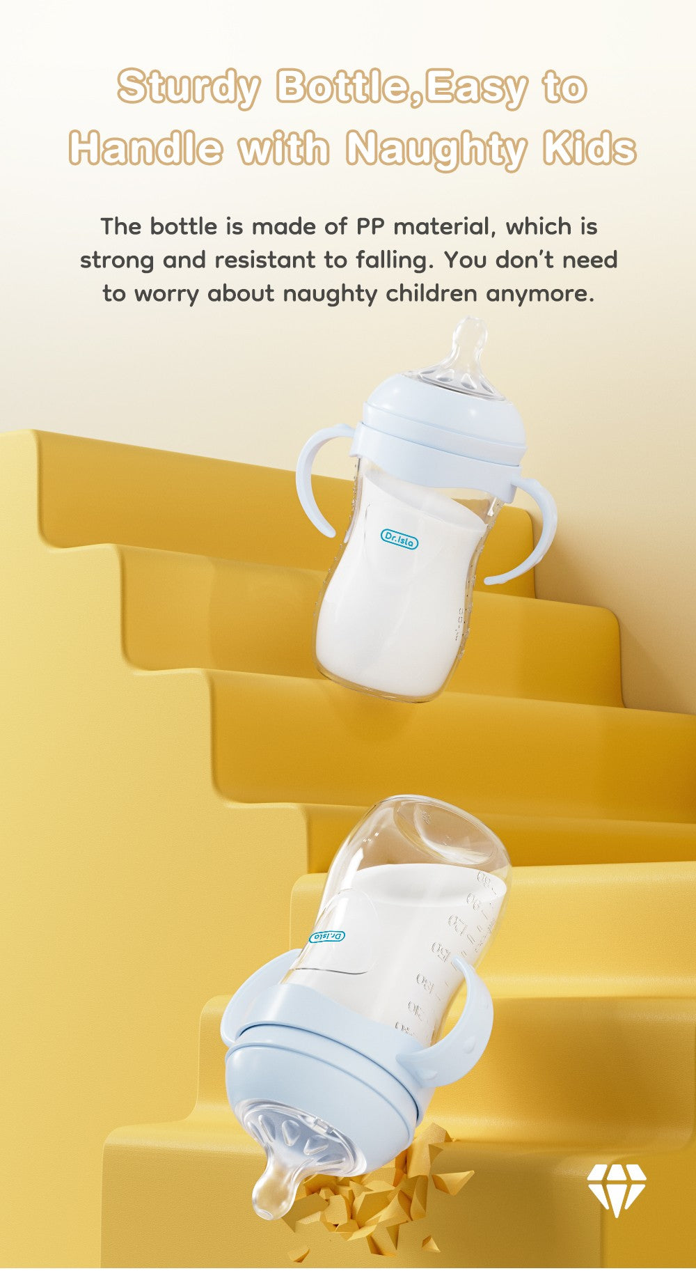 MAMIJOY 150/240/330ML Baby Bottle With Handle Anti-bloating?Anti-drop Clear Scale Milk Bottle Feeding Baby Bottles BPA-FREE PP15
