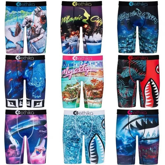 ETHIKA Men Underwear Boxers Breathable Sexy Print Men's Panties Lingerie Male Underpants Man Boxer Briefs Trunks Plus Size XXXL