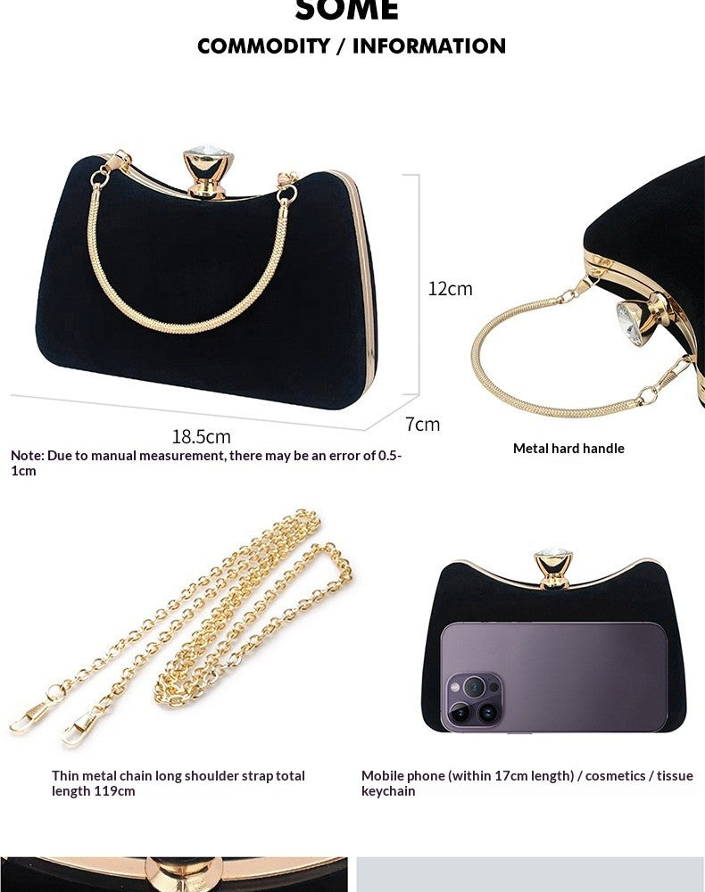Luxury Black Satin Evening Clutch Bag High-Quality Flannel Small Handbag Elegant Dinner Party Crossbody Wallet for Women
