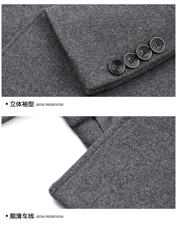 COMXZ 2025 Winter Woolen Trench Coat Men Retro Thick Cashmere Coat Korean Street Man Clothes Lightw Luxury Wool Blends Overcoat