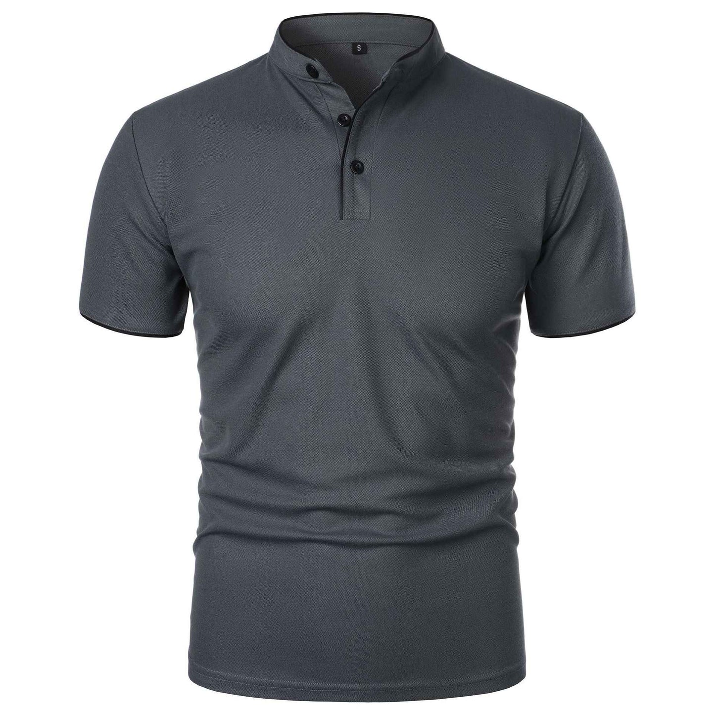 Summer Men's Short Sleeve Collar Tshirts New Solid Color Casual Polo Shirt Trendy Breathable Loose Basic Splice Top