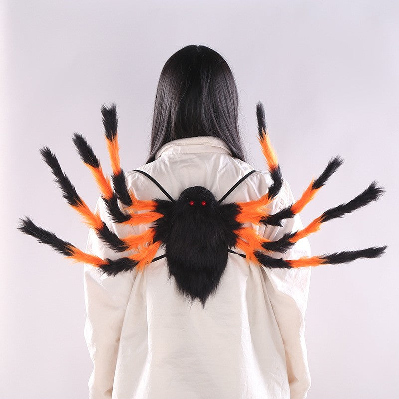 90/125CM Horror Plush Spider Bag Decoration Halloween Candy Backpack Big Spider Shape Trick or Treat Halloween Props Costume