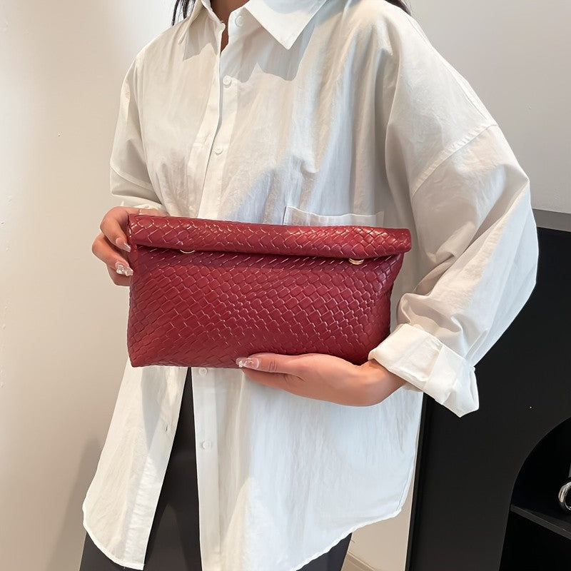 Fashionable and elegant clutch bag, large-capacity flip-top dinner bag, versatile handbag, ladies' shopping bag