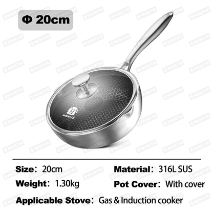 MOEYE Soup Pot 316L Antibacterial Stainless Steel Milk Pot 5 Layers Thickened Bottom Non-stick Cooking Pot Kitchen Saucepan
