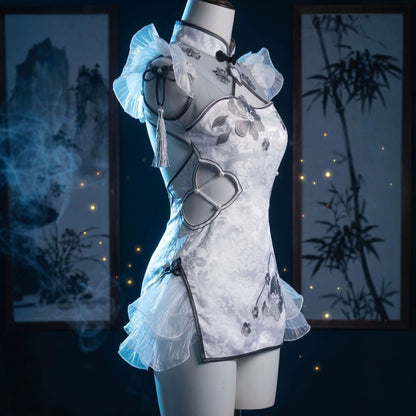 Naraka Bladepoint Yin Ziping Cosplay Costume Jade Ice Heart White Cheongsam Dress Cute Lolita Game Outfit Halloween Carnival