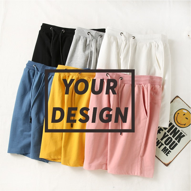 Summer Casual Short Customized 100% Cotton Short Pant Embroidery Company Team Logo Comfortable Pant Printing Personality Pattern