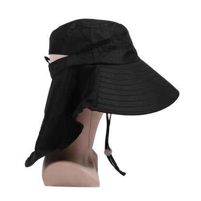 Chapéu de Proteção Solar de Verão Feminino, Viseira para Sol, Pesca, Caminhada, Viagem, Proteção de Pescoço, Lenço, Chapéu de Balde