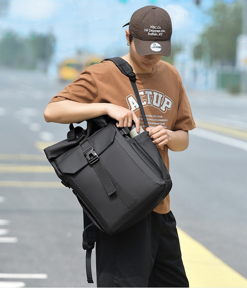 Men's Backpack Roll Top Bag Waterproof Laptop Compartment for Work Travel School Bag Hiking Bookbag Mens Gifts