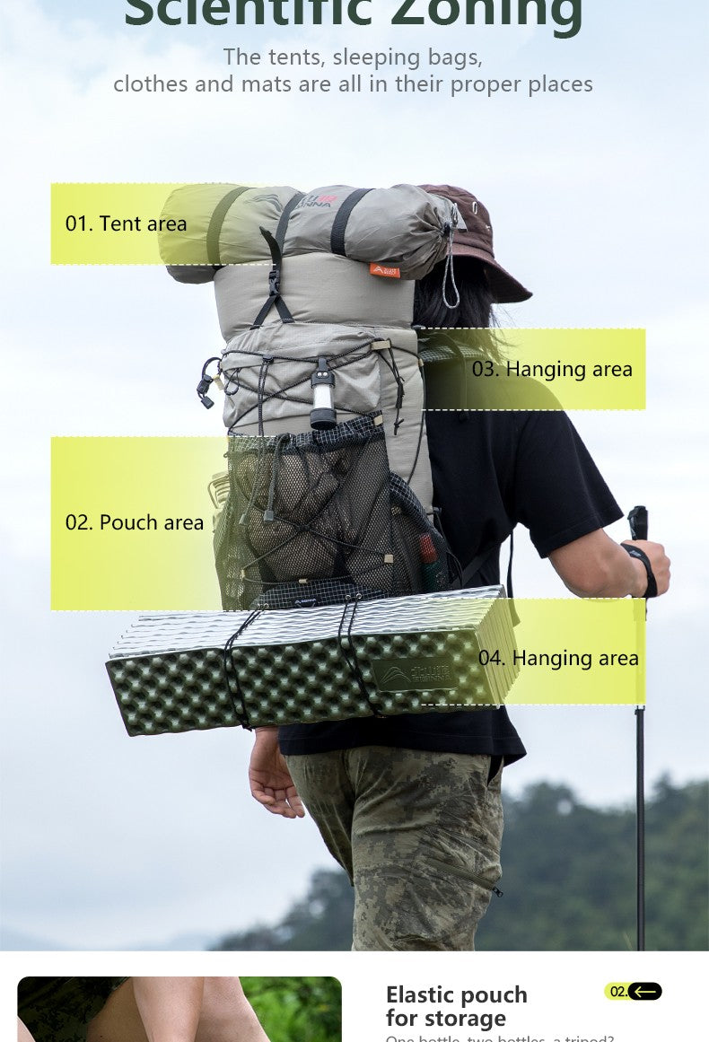 BISINNA Camping Backpack 25+10L Ultralight Travel Bag for Men Women Large Capacity Outdoor Sports Climbing Hiking Backpack