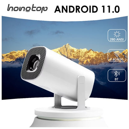 HONGTOP Projetor Android 11 720P Smart Mini Portátil com WiFi6 Bluetooth Home Theater Projetor Portátil Externo