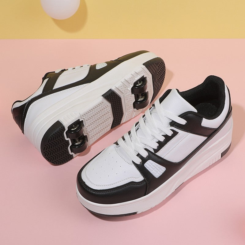 4 Wheel Skate Roller Shoes Foy Boys Casual Outdoor Sports Slide Shrink School Students Pulleys Sneakers Girls Walking Shoes