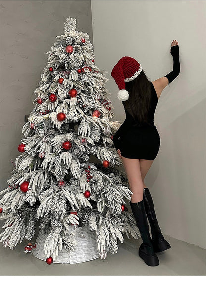 Summer Sexy High Neck Tight Dress Oversleeve Pleated Bottom Wrapped Hip Dress Wo